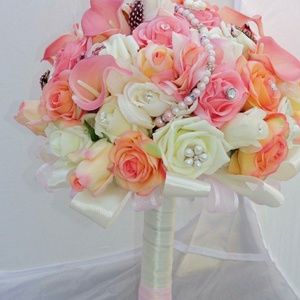 Bridal Bouquet pink and cream wedding bouquet New